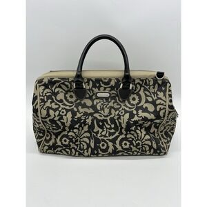 Baggallini Travel Tote Bag Tan Black Floral Swirl